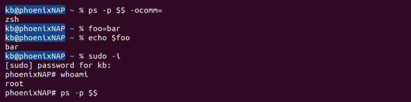 Z shell zsh example commands