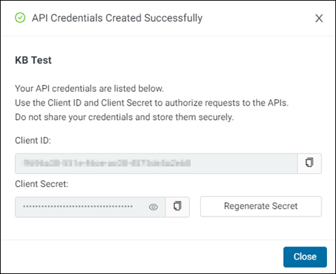 API client ID and secret