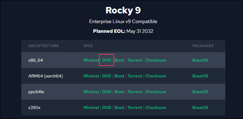 Download Rocky Linux ISO image.