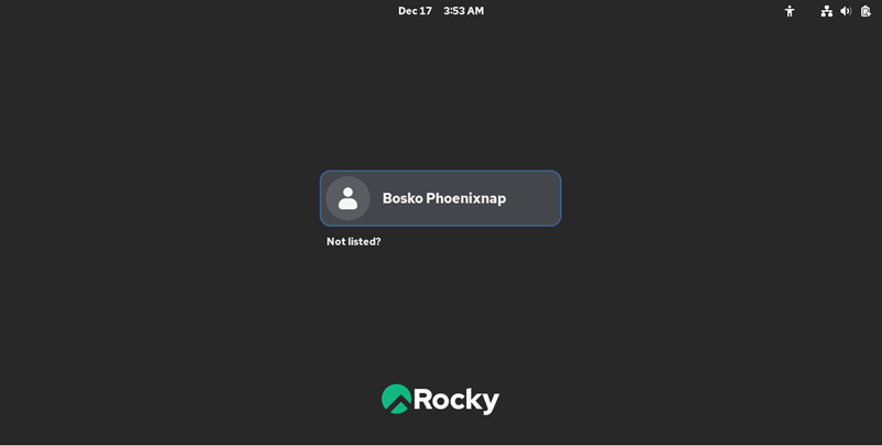 Log in into rocky linux