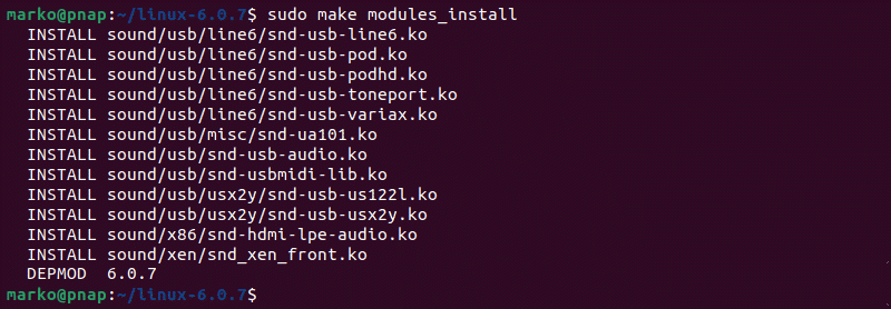 Installing kernel modules.