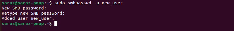 Creating new_user terminal output