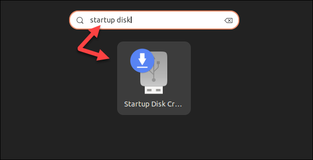 Opening Startup Disk Creator in Ubuntu.