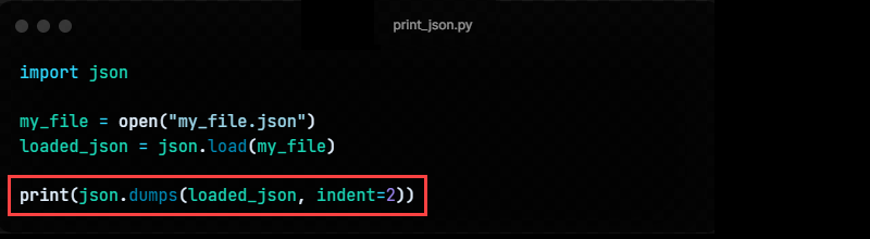 PrettyPrint JSON file Python