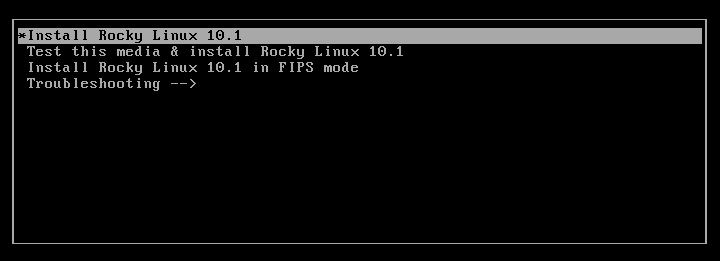 Rocky Linux Intsallation grub menu