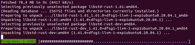 rust installing progress terminal output