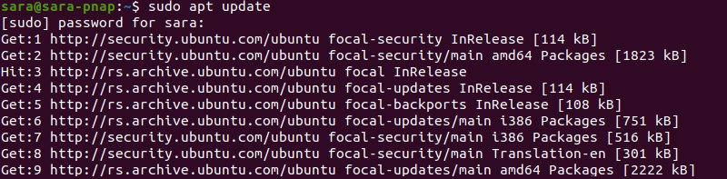 sudo apt update terminal output