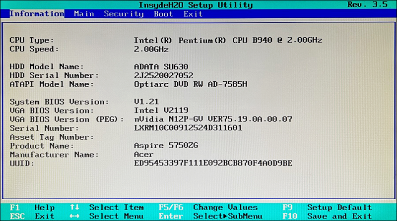 An example of the BIOS user interface.