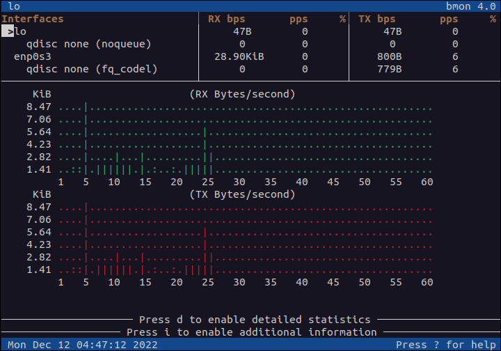 bmon utility command-line interface.