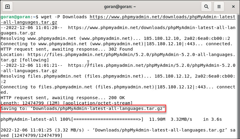 phpMyAdmin downloading in Debian 11