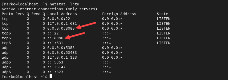 Check Open Port Lsof