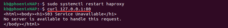 restart haproxy curl 503 error