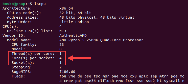 Obtaining CPU details in Linux.