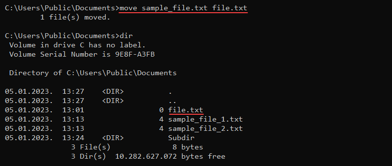 move file rename CMD output