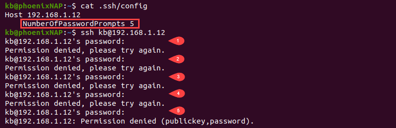 The NumberOfPasswordPrompts parameter in the ssh config file.