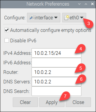 Editing Network Preferences on Raspberry Pi to set up a static IP address.