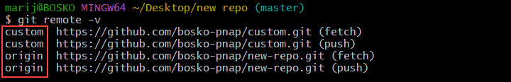 Adding a new remote to a Git repository.