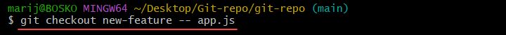 Checking out a file in Git using the checkout command.