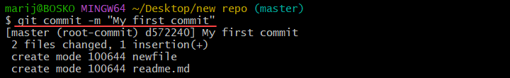 Creating a new commit in Git.