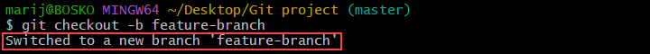 Switching to a new branch in Git.