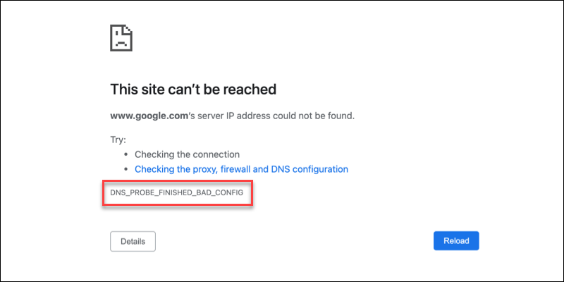 DNS_PROBE_FINISHED_BAD_CONFIG error Chrome
