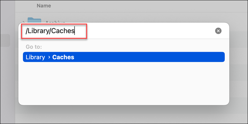 macOS /Library/Caches search result