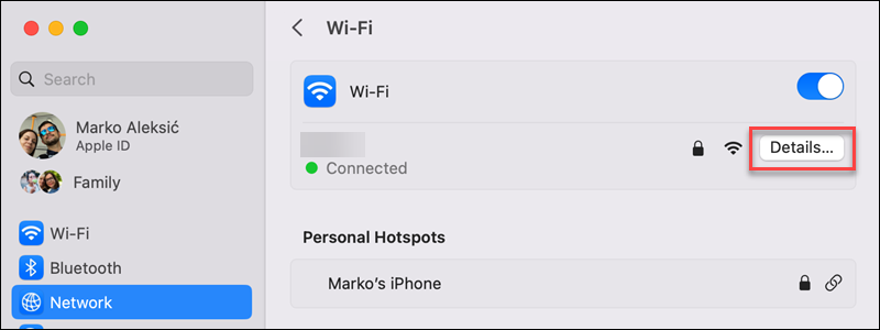 macOS WiFi connection details