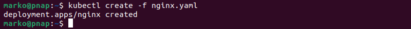 Creating a Nginx pod using kubectl.