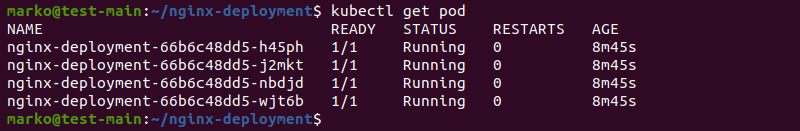 Listing pods available in a namespace.