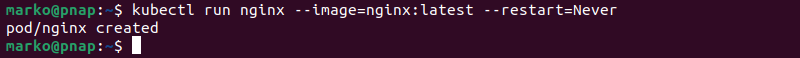 Creating an Nginx pod using kubectl run.