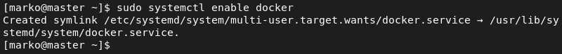 Enabling the Docker service.
