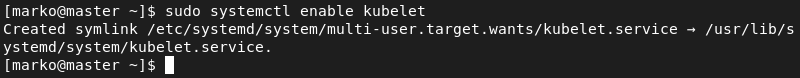 Enabling the kubelet service.