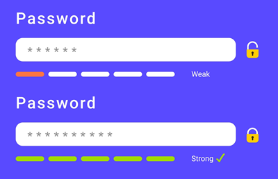 Strong password is unique and random.
