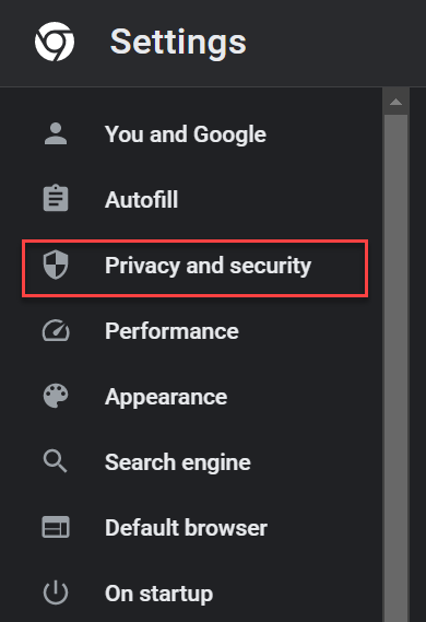 Opening Chrome settings.