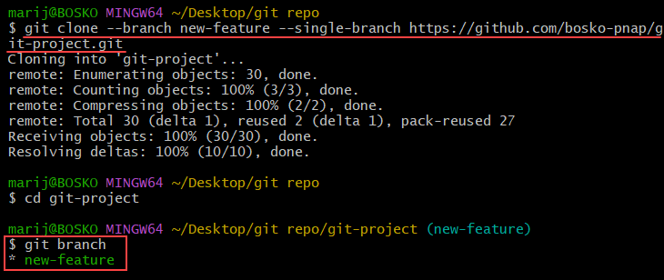 Cloning a single branch in Git.