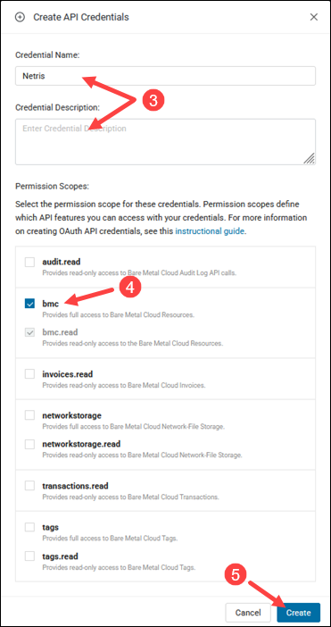 Creating API credentials for Netris.