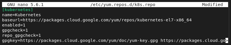 Creating a repository file for Kubernetes on Rocky Linux.