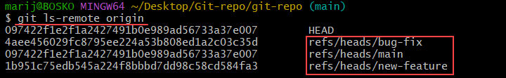 List remote references using the git ls-remote command.