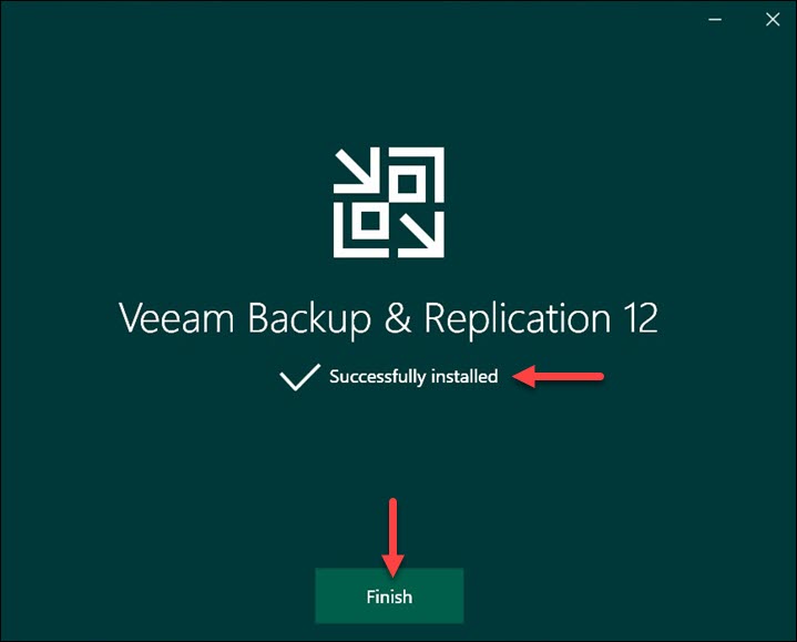 Veeam Backup & Replication finished installation