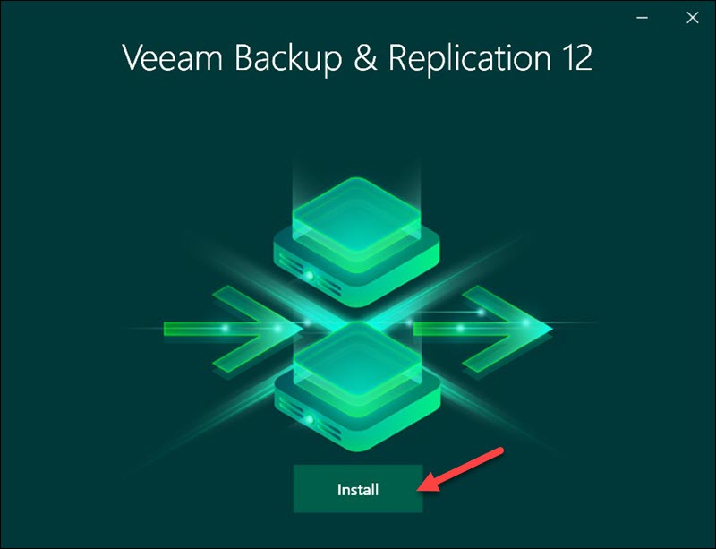 Install button to start the Veeam Backup & Replication installation process.