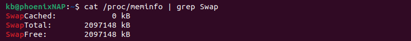 cat /proc/meminfo | grep Swap terminal output