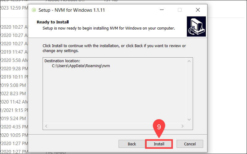 Install nvm on Windows.
