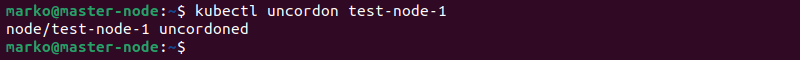 Uncordoning a node with kubectl.