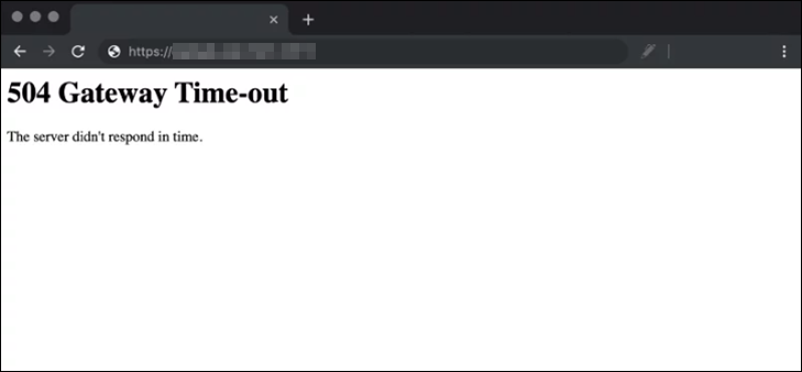 Gateway timeout error in a browser.