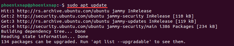 Update apt package lists in Ubuntu.