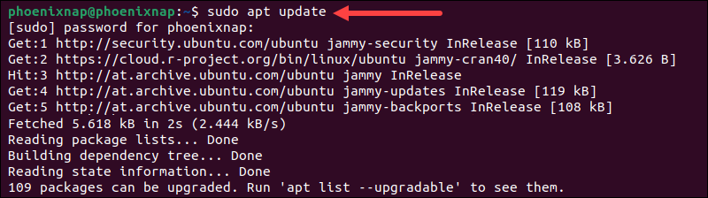 Updating apt package lists in Ubuntu.