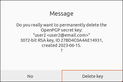 Delete key message