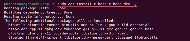 Command to install R from CRAN repository.