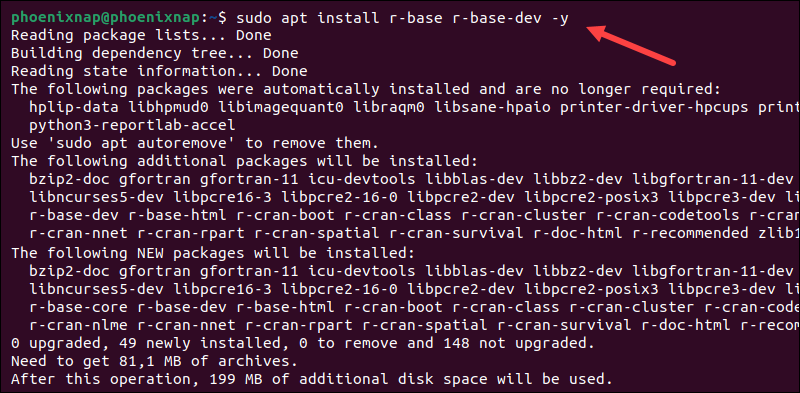 Installing R from Ubuntu repository.