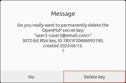 popup window deleting first of multiple user keys